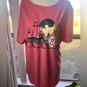 Unisex Graphic Tee Rose Red Freddie Mercury at Piano Size XL Vintage 80’s Pop